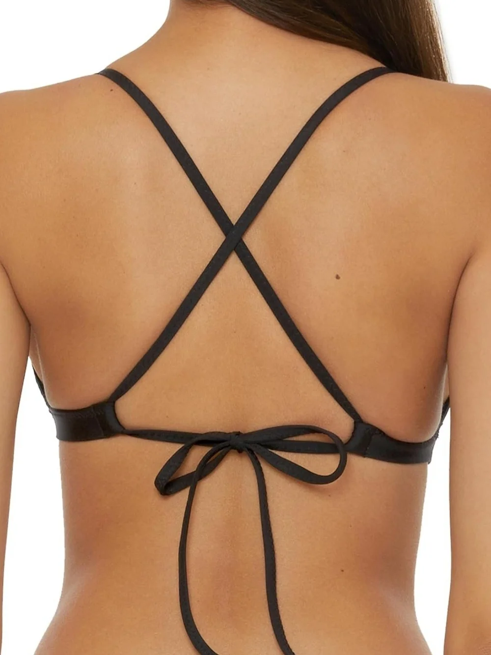 Becca Women's Castaway Fishnet Swimsuit Bikini Top Black Size S NWT